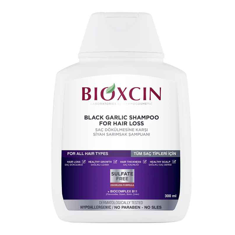 Bioxcin Black Garlic Shampoo for Thinning Hair – All Hair Types 300 ml