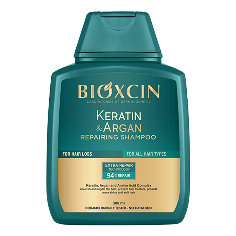 Bioxcin Keratin and Argan Shampoo, Nourishes, Repairs, Moisturizes Damaged Hair 300 mL