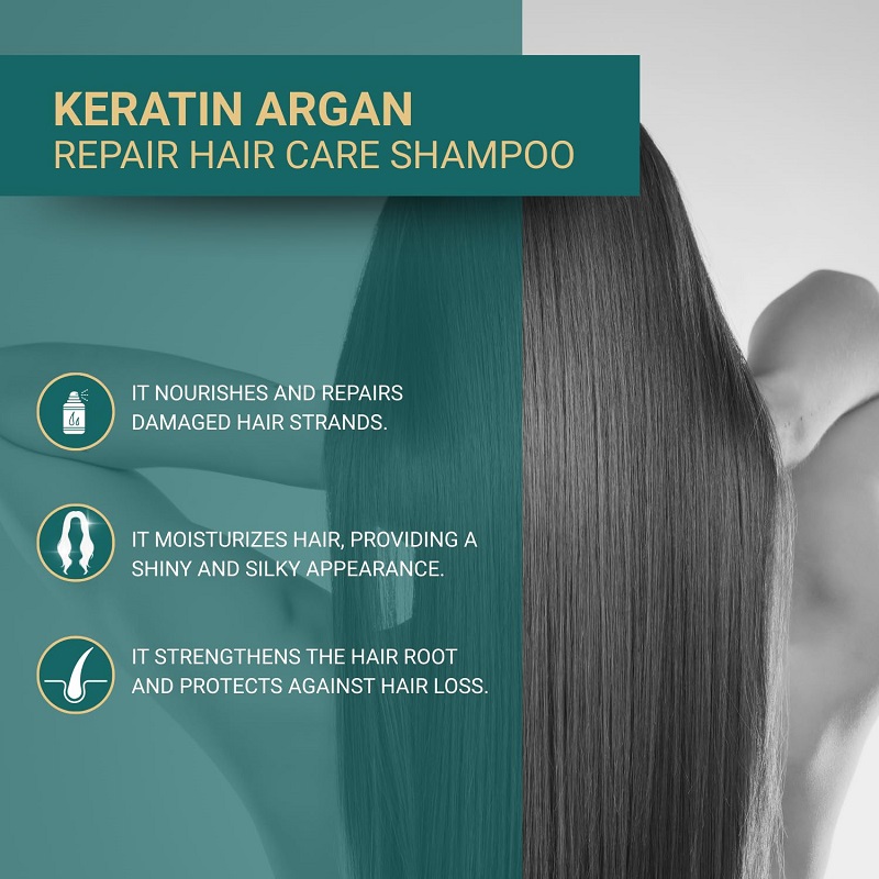 Bioxcin Keratin and Argan Shampoo, Nourishes, Repairs, Moisturizes Damaged Hair 300 mL