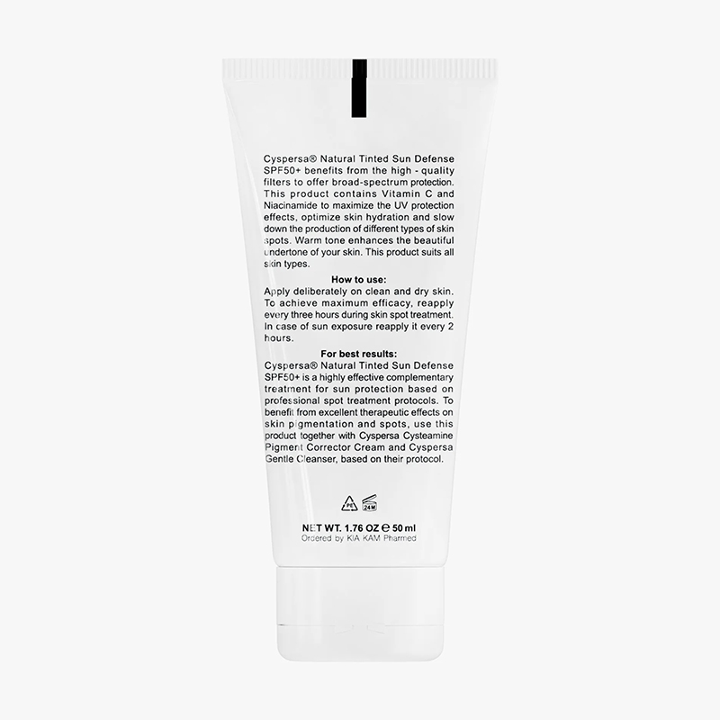 Cyspersa natural tinted sun defence cream spf50